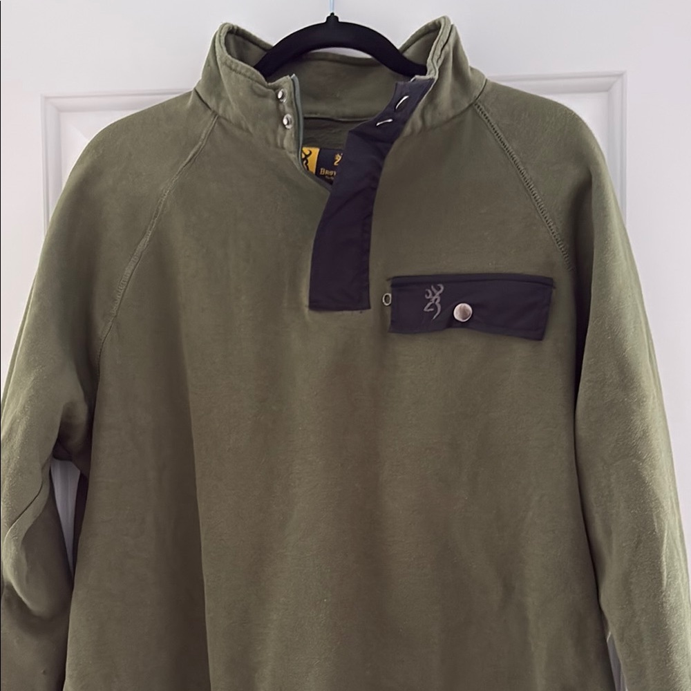 Browning Olive Green Pullover Fleece with Black Trim